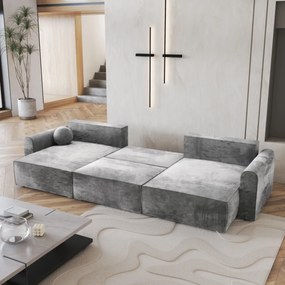 Masseno Narożnik FENTO z funkcją spania i pojemnikiem na pościel Narozniki U, Rozkładana sofa - Jasnoszary, MONOLITH 84