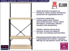 Stojący regał w stylu loft czarny + dąb - Heike