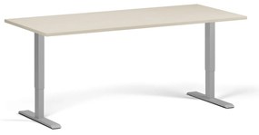 Biurko z regulacją wysokości, 180x80 cm, 2 silniki, szara podstawa, brzoza
