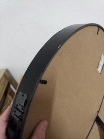 PROMOCJA Czarny okrągły lustro ze skórzaną rączką NAHAD Ø50 cm II jakość