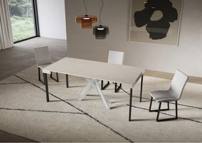 Saki Mały rozkładany stolik konsolowy z kaszmiru 90x40/196 cm z białymi nogami