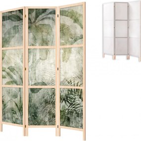 Parawan pokojowy 3-częściowy 135x172 drewniany japoński Jednostronny dekoracyjny boho botaniczny Szary
