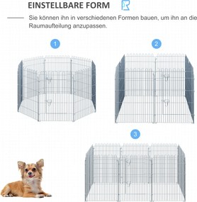 PawHut Kojec dla Zwierząt Metalowy Wybieg dla Szczeniąt 63x91 cm Srebrny | Aosom PL
