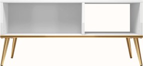 Stolik kawowy 90x60 Goldin 08, biały połysk / złoty