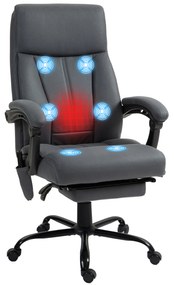 Vinsetto Fotel biurowy z masażem funkcja podgrzewania regulowane oparcie z podnóżkiem do 120 kg ciemnoszary | Aosom PL