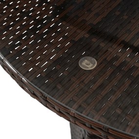 Zestaw mebli ogrodowych dla 4 osób Moreno - stół okrągły 90 cm i 4 krzesła, brązowy technorattan