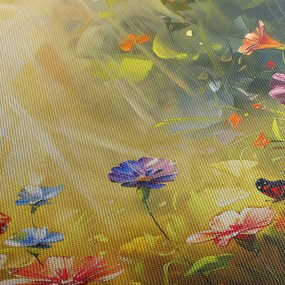 Obraz - Wiosenna łąka kwiatowa, malarstwo (170x50 cm)