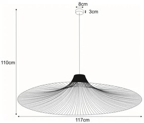 Lampa z szerokim kapeluszem nowoczesna czarna W1-P75