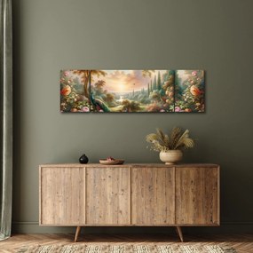 Obraz - Pawie w ogrodzie (170x50 cm)