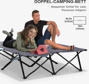 Outsunny Łóżko Kempingowe dla 2 Osób, 193D x 125S x 40W cm, Szare