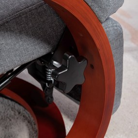 HOMCOM Fotel Relaksacyjny z Składanym Podnóżkiem, Obracany, Regulowane Oparcie, Wygląd Lnu, do 140 kg, Szary