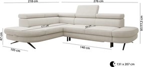 Narożnik OTIS L Prawostronny Regulowane Zagłówki wolnostojący tkanina AURORA 15 WERSAL