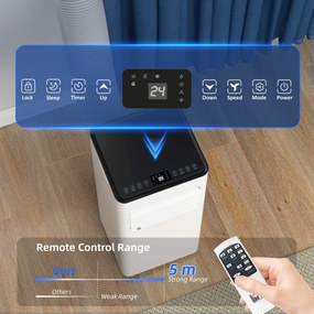 HOMCOM 3-w-1 Klimatyzacja, Wentylator z Wyświetlaczem LED, Zmywalnym Filtrem, Timerem, Biała