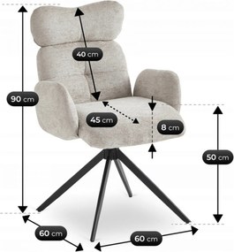 Krzesło Tapicerowane Obrotowe ALVARO Szare Boucle Nowoczesne