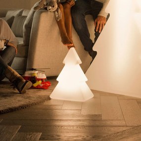 Lampka podłogowa choinkowa biała 40 cm z wbudowanym panelem słonecznym i akumulatorem RGBW - Pinus