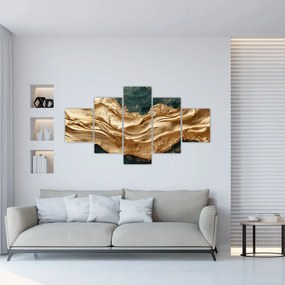Obraz - Zielona abstrakcja ze złotem II. (125x70 cm)