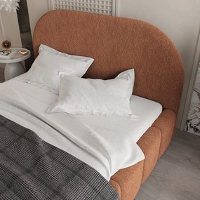 Masseno Łóżko Tapicerowane FLUSSO z pojemnikiem na pościel i stelażem 140x200 cm - Miedziany, QUELLE 54