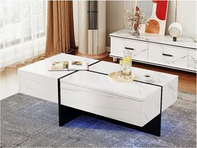 Stolik kawowy - z systemem oświetlenia LED sterowanym aplikacją - Biały