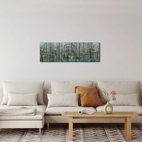 Obraz - Turkusowy staw, Biei, Japonia (z zegarem) (90x30 cm)