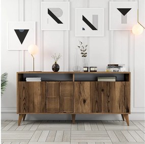 Nowoczesna komoda – 160 cm x 78 cm x 35 cm – Orzech – Płyta wiórowa pokryta melaminą w 100%