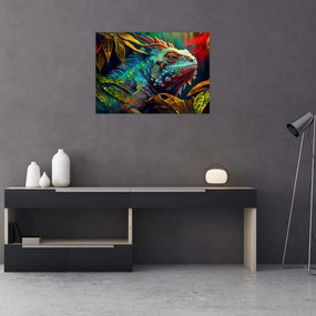 Obraz na szkle - Kolorowa iguana (70x50 cm)