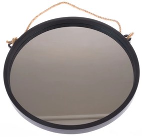 Plastikowe lustro wiszące Embellir czarne,średnica 48 cm, śr. 48 cm