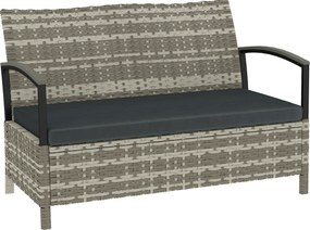 Outsunny Ławka ogrodowa ze schowkiem, 2-osobowa, z poduszką, pojemnik 125L, rattan PE, 123 x 70 x 82 cm, ciemnoszara | Aosom PL