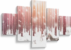 Obraz - Zebra w śnieżnym lesie (125x70 cm)