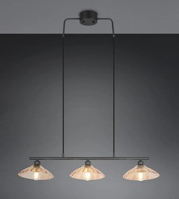 Czarno-bursztynowa metalowa lampa wisząca ze szklanym kloszem Eluna – Reality