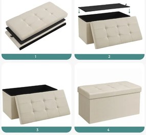 Stołek ze schowkiem OTTOMAN 76x38 cm, kremowy