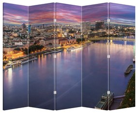 Parawan - Nocne miasto Bratysława z rzeką (210x170 cm)