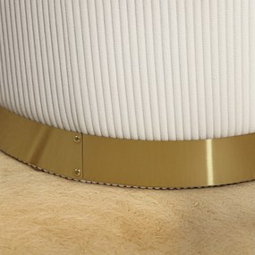 HOMCOM Puf z miejscem do przechowywania, składany puf z pokrywką, podstawa ze stali, okrągły puf 36 x 36 x 44 cm Kremowy