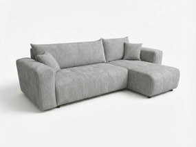 Jasnoszara rozkładana narożna sofa SORELA CORD, dwustronna + 2 poduszki gratis