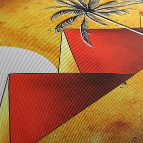 Obraz malowanych egipskich piramid (z zegarem) (90x30 cm)