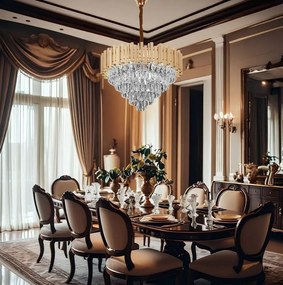 Lampa Wisząca z Kryształami G053-CP 80CM Złota