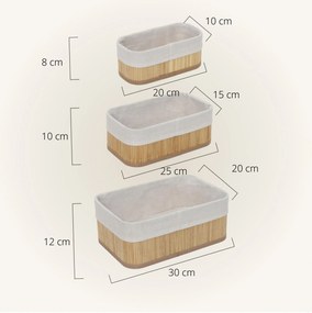 Zestaw bambusowych koszyków do przechowywania VINNO