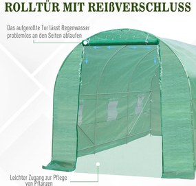 Outsunny Szklarnia foliowa tunel ogrodowy 4 5x2x2m ochrona roślin zielona trwała konstrukcja | Aosom PL