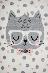Dywan Bambino Dla Dziewczynki Szary Kot Marzyciel 100x150 Prostokąt