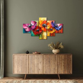 Obraz - Pięć kolorowych kwiatów (125x70 cm)