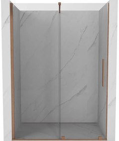 Mexen Velar drzwi prysznicowe rozsuwane 130 cm, transparent, miedź szczotkowana - 871-130-000-01-65