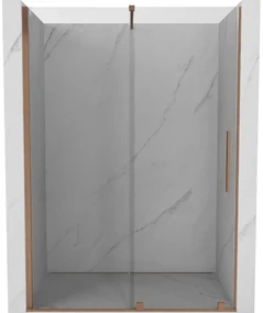 Mexen Velar drzwi prysznicowe rozsuwane 130 cm, transparent, miedź szczotkowana - 871-130-000-01-65