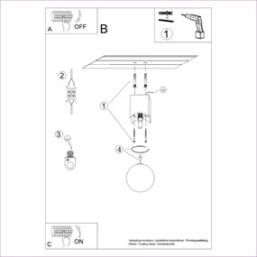 Lampa sufitowa w naturalnym kolorze ze szklanym kloszem 12x12 cm Rayer – Nice Lamps