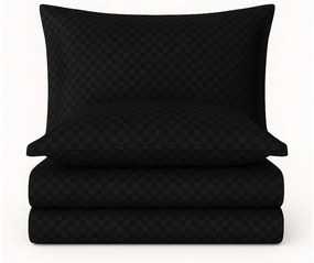 Czarna pościel jednoosobowa z bawełny renforcé 140x200 cm Checkered – Mila Home Luxury