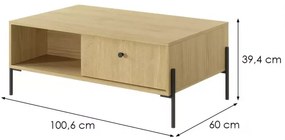 Stolik kawowy w dekorze dąb SCANDI 2S