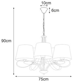 Pięcioramienny klasyczny żyrandol z abażurami - A744-Aska