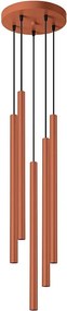 Lampa Wisząca Nowoczesny Pastelo, Stal - 5 Źródło - L.25 X H.104 Cm - Ochra Czerwona