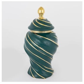 Słoik ceramiczny 35x18,5 cm złoty/zielony