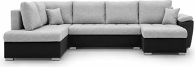 Narożnik Joris U z funkcją spania i pojemnikami – plecionka + ekoskóra, nowoczesny design