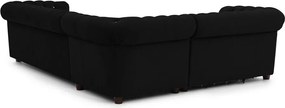 Czarny aksamitny rozkładany narożnik (lewostronny/w kształcie litery L) York Blik – Ropez