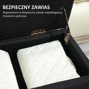 HOMCOM Ławka tapicerowana z miejscem na przechowywanie czarna do przedpokoju salonu 100x40x44 cm | Aosom PL